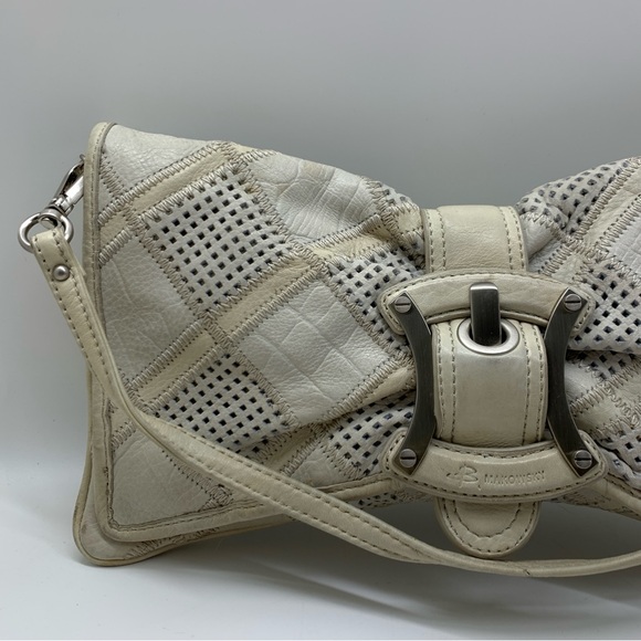 B.Mackowsky Light Gray Leather Perforated Large Clutch Handbag - Picture 2 of 16